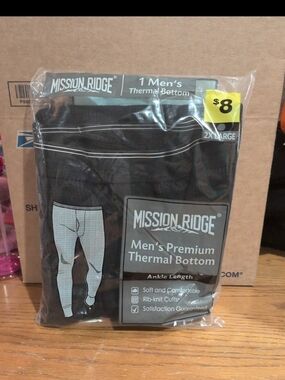 Mission Ridge Men's Premium Thermal Bottoms - Black